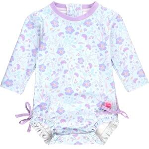 Ruffle Butts Long-Sleeve Floral One-Piece Swim Suit